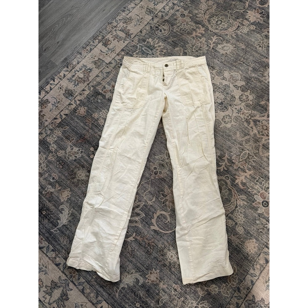 Norma Kamali Low Rise Linen Pants Tan Beige